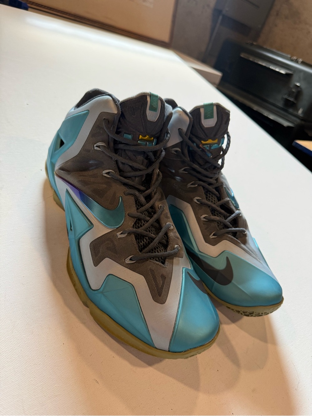 Nike Teal, Gray and Black High-Top Basketball Shoes
